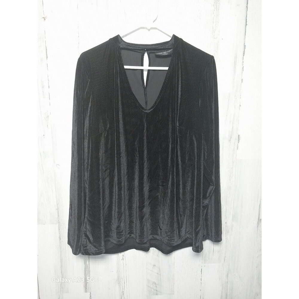 Lane Bryant Black Mock-choker neck Ribbed velvet top Size 18/20